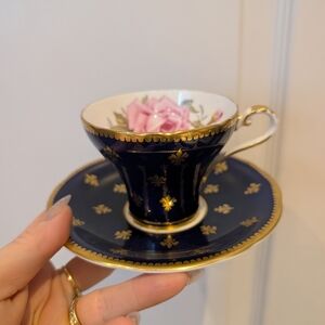 Aynsley Navy and Gold Teacup and Saucer